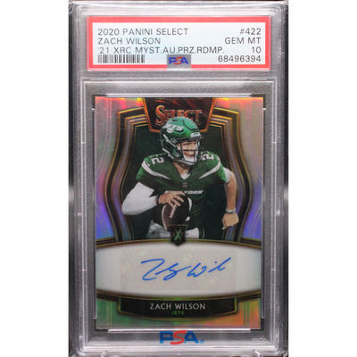 Sports Panini 2020 Panini Select - Zach Wilson 422 - Xrc Auto /99 - PSA 10