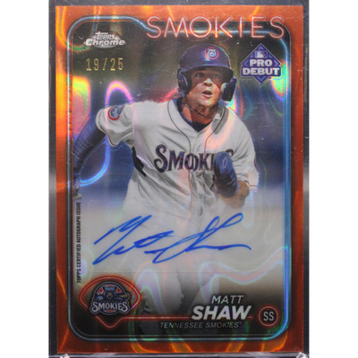 Baseball 2024 Pro Debut Chrome - Matt Shaw Pdc-133 - Orange Wave Auto /25