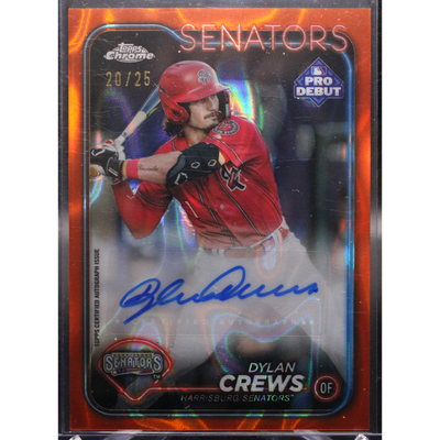 Baseball 2024 Pro Debut Chrome - Dylan Crews Pdc-128 - Orange Wave Auto /25