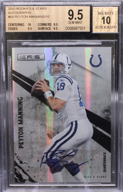 Sports Panini 2010 Panini Rookie & Stars - Peyton Manning 64 - Autographs /10 - BGS 9.5 / 10