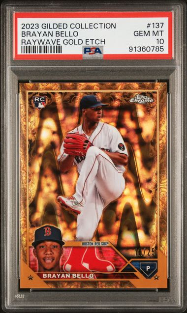 Baseball Topps 2023 Topps Gilded - Brayan Bello 137 - Raywave Gold Etch /10 - PSA 10