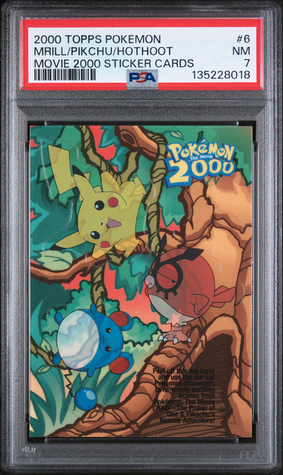 Pokémon Topps PSA 7 Mrill/Pikchu/Hothoot Movie 2000 Sticker Cards