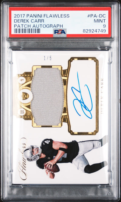 Pokémon Panini 2017 Panini Flawless Derek Carr #Pa-Dc Patch Auto /5 PSA 9