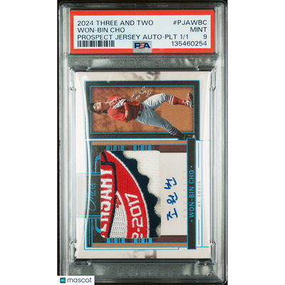 Baseball Panini 2024 Panini Three And Two Prospect Jersey Autographs Won-Bin Cho #Pjawbc Plt PSA 9