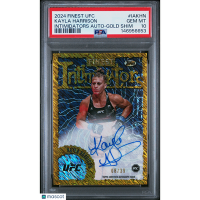 UFC MMA Topps 2024 Topps Finest UFC Intimidators Autographs Kayla Harrison #Iakhn Gold Shim PSA 10