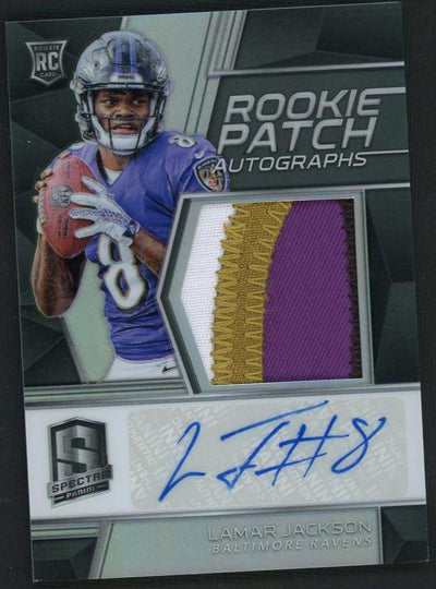 Football Panini 2018 Panini Spectra Prizm Lamar Jackson #217 Rc Rookie Patch Auto /99
