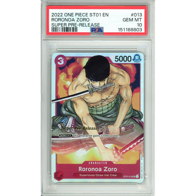 One Piece TCG One Piece Graded: Roronoa Zoro St01-013 Super Pre-Release (2022) PSA 10