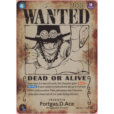 One Piece TCG One Piece Single: Portgas D. Ace Wanted Poster Op13-119 Carrying On His Will NM