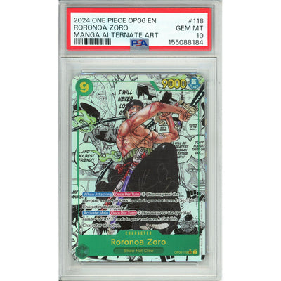 One Piece TCG One Piece Graded: Roronoa Zoro Manga Alt Art Op06-118 Wings Of The Captain PSA 10