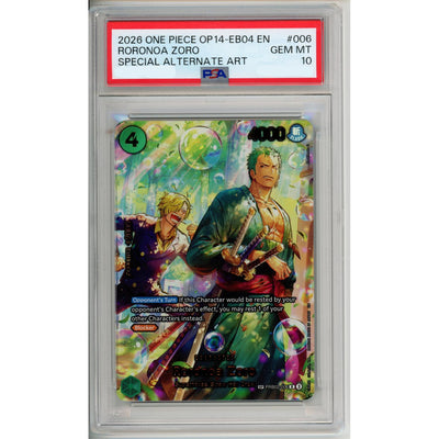 One Piece TCG One Piece Graded: Roronoa Zoro (2026) Op14-Eb04 Special Alt Art PSA 10