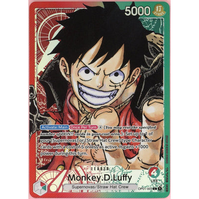 One Piece TCG One Piece Single: Monkey D. Luffy Op01-003 Romance Dawn Leader Alt Art NM