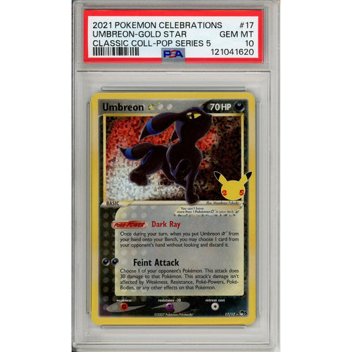 Pokémon Pokemon Graded: Umbreon Gold Star 17/17 Celebrations Classic Collection Pop Series 5 (2021) Holo PSA 10