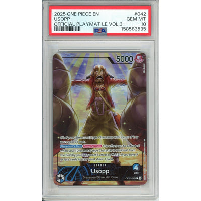 One Piece TCG One Piece Graded: Usopp Op10-042 Official Playmat Vol. 3 (2025) PSA 10