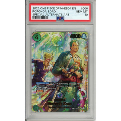 One Piece TCG One Piece Graded: Roronoa Zoro Alt Art Prb02-006 The Azure Sea'S Seven PSA 10