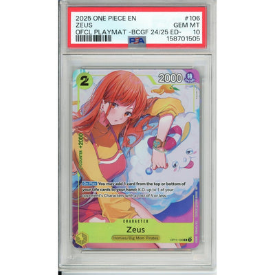 One Piece TCG Bandai One Piece Graded: Zeus Op11-106 Official Playmat Bandai Fest 24-25 PSA 10
