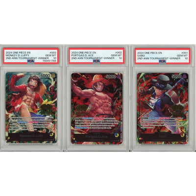 One Piece TCG One Piece Graded: Sabo #1, Portgas D. Ace #2 Monkey D. Luffy #3 2nd Anniversary Winners Set Of 3 PSA 10