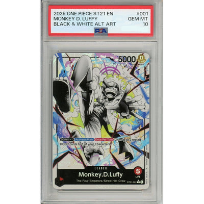 One Piece TCG One Piece Graded: Monkey D. Luffy St21-001 Black & White Alt Art PSA 10