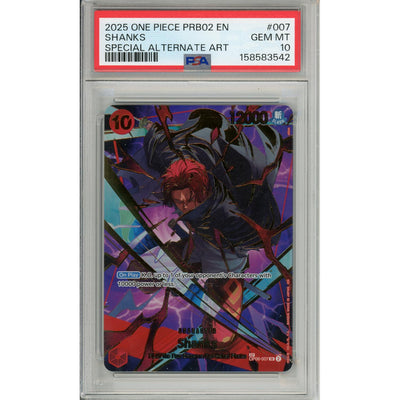 One Piece TCG One Piece Graded: Shanks Op06-007 Special Alternate Art (2025) PSA 10