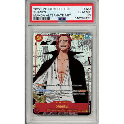 One Piece TCG One Piece Graded: Shanks Manga Alt Art Op01-120 Romance Dawn PSA 10