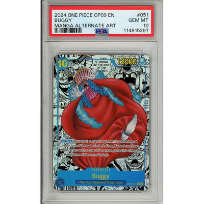 One Piece TCG One Piece Graded: Buggy Manga Alt Art Op09-051 Emperors In The New World PSA 10