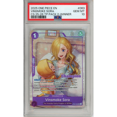 One Piece TCG One Piece Graded: Vinsmoke Sora Op06-063 Championship 25-26 Winner PSA 10