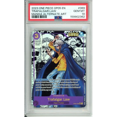 One Piece TCG One Piece Graded: Trafalgar Law Manga Alt Art Op05-069 PSA 10