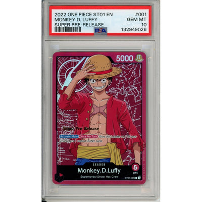 One Piece TCG One Piece Graded: Monkey D. Luffy St01-001 Super Pre-Release PSA 10