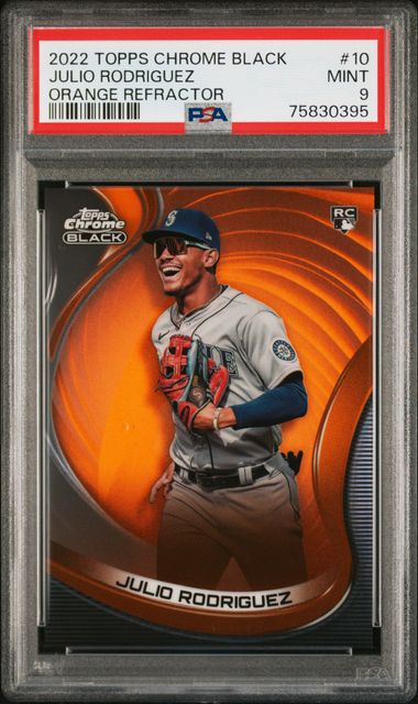 Baseball Topps 2022 Topps Chrome Black - Julio Rodriguez 10 - Orange Refractor /25 - PSA 9