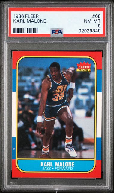 Basketball 1986 Fleer - Karl Malone 68 - PSA 8