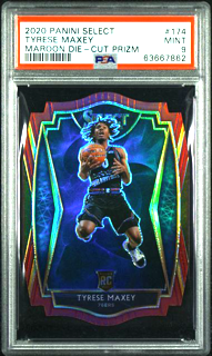Basketball Panini 2020-21 Panini Select - Tyrese Maxey 174 - Maroon Die Cut /175 - PSA 9
