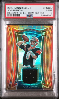 Sports Panini 2020 Panini Select - Joe Burrow Rs-Jbo - Rookie Swatches Copper /49 - PSA 9