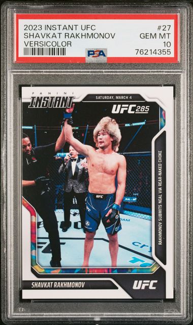 UFC MMA Panini 2023 Panini Instant - Shavkat Rakhmonov 27 - Versicolor /5 - PSA 10