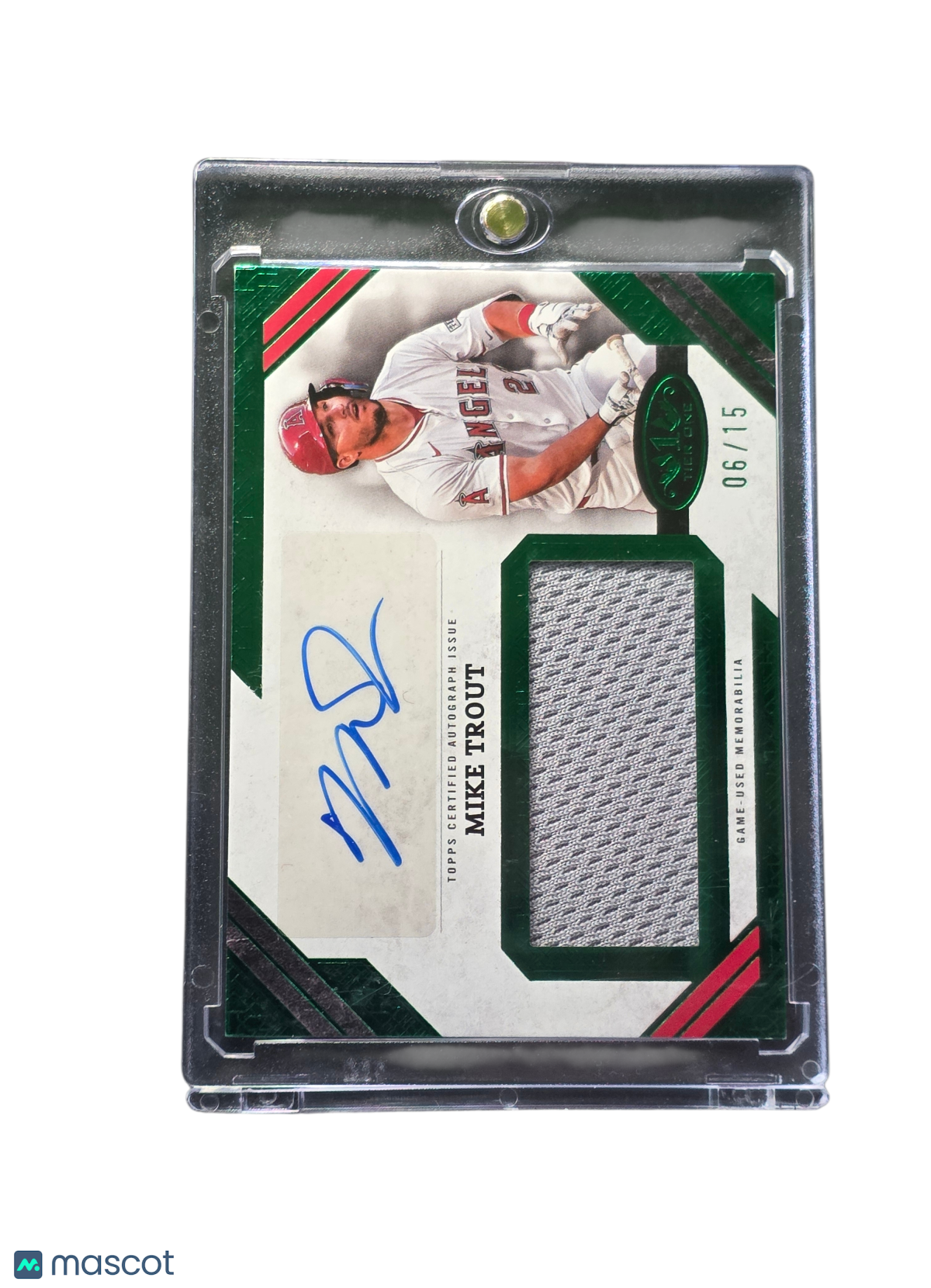 2025 Topps Tier One Baseball Mike Trout #Ajr-Mt Green Jumbo Relic 06/15