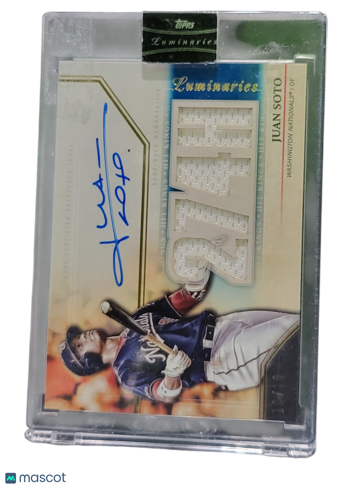 2020 Topps Luminaries Juan Soto #Hkar-Js Game Used Memorabilia Auto Relic Card