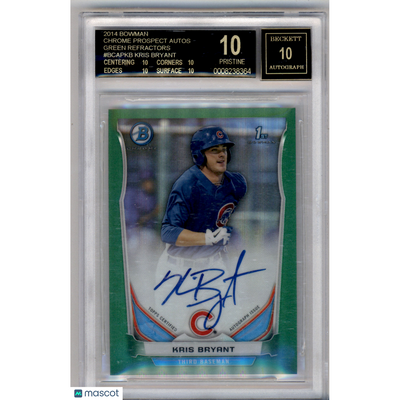 Baseball Bowman 2014 Bowman Chrome Prospect Auto Green Refractors Kris Bryant #Bcapkb BGS 10