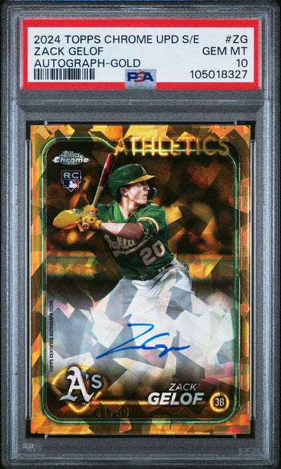 Baseball Topps 2024 Topps Chrome Update Sapphire Gold Zack Gelof #Usa-Zg Rc Auto /50 PSA 10