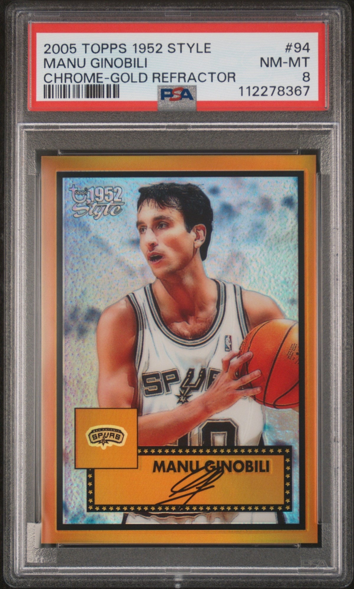 Pokémon Panini 2005 Topps Style Chrome Gold Refractor Manu Ginobili #94 /25 PSA 8 112278367