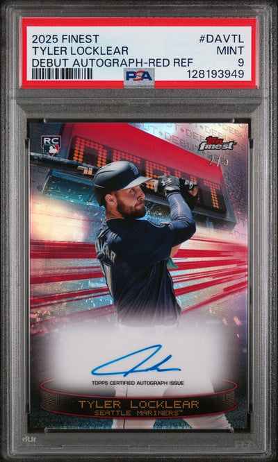 Baseball Topps 2025 Topps Finest Debut Autographs Red Refractor Tyler Locklear #Davtl /5 PSA 9