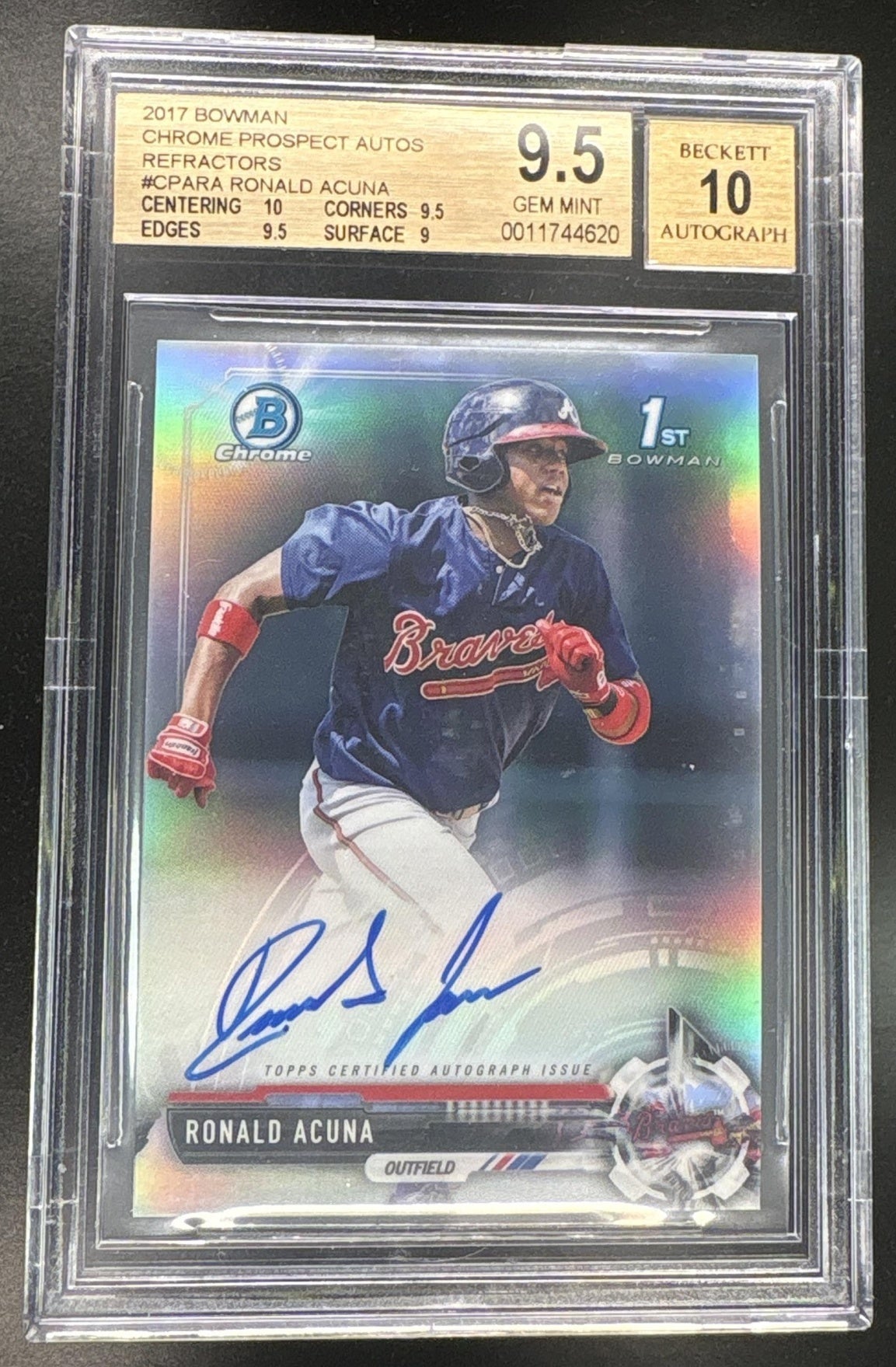 UFC MMA Bowman 2017 Bowman Chrome Ronald Acuna 1st Refractor Auto /499 BGS 9.5
