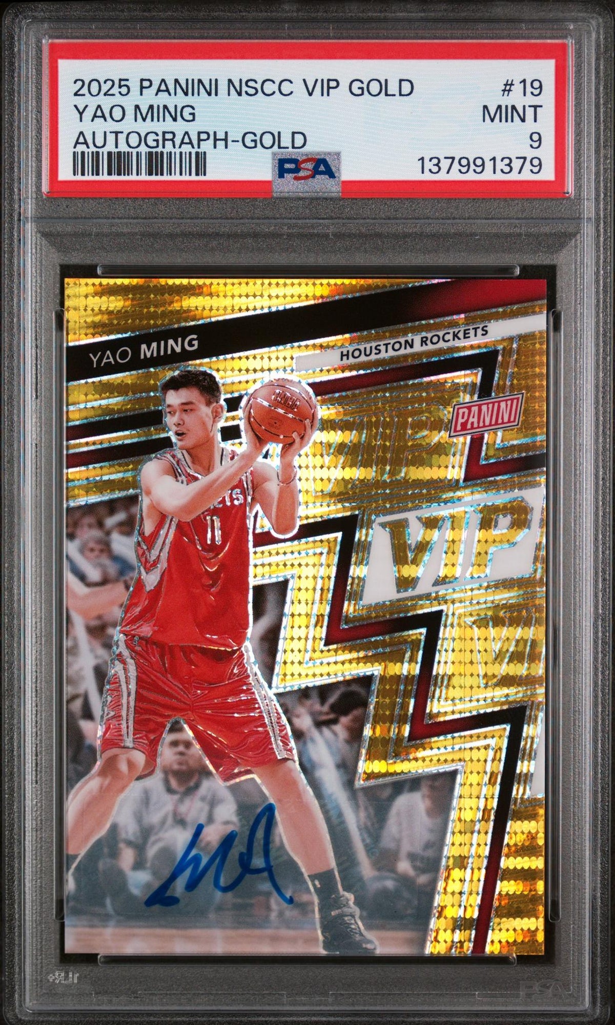 2025 Panini National Sports Collectors Convention Vip Gold Autograph-Gold Yao Ming #19 /10 PSA 9