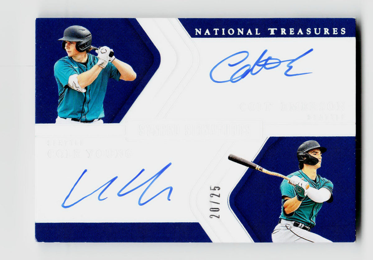 Baseball 2025 National Treasures Synced Signatures Colt Emerson/Cole Young Dual Auto /25