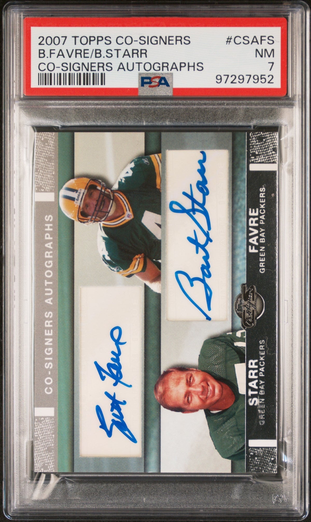 Football Topps 2007 Topps Co-Signers Co-Signers Autographs Bart Starr/Brett Favre #Csafs PSA 7