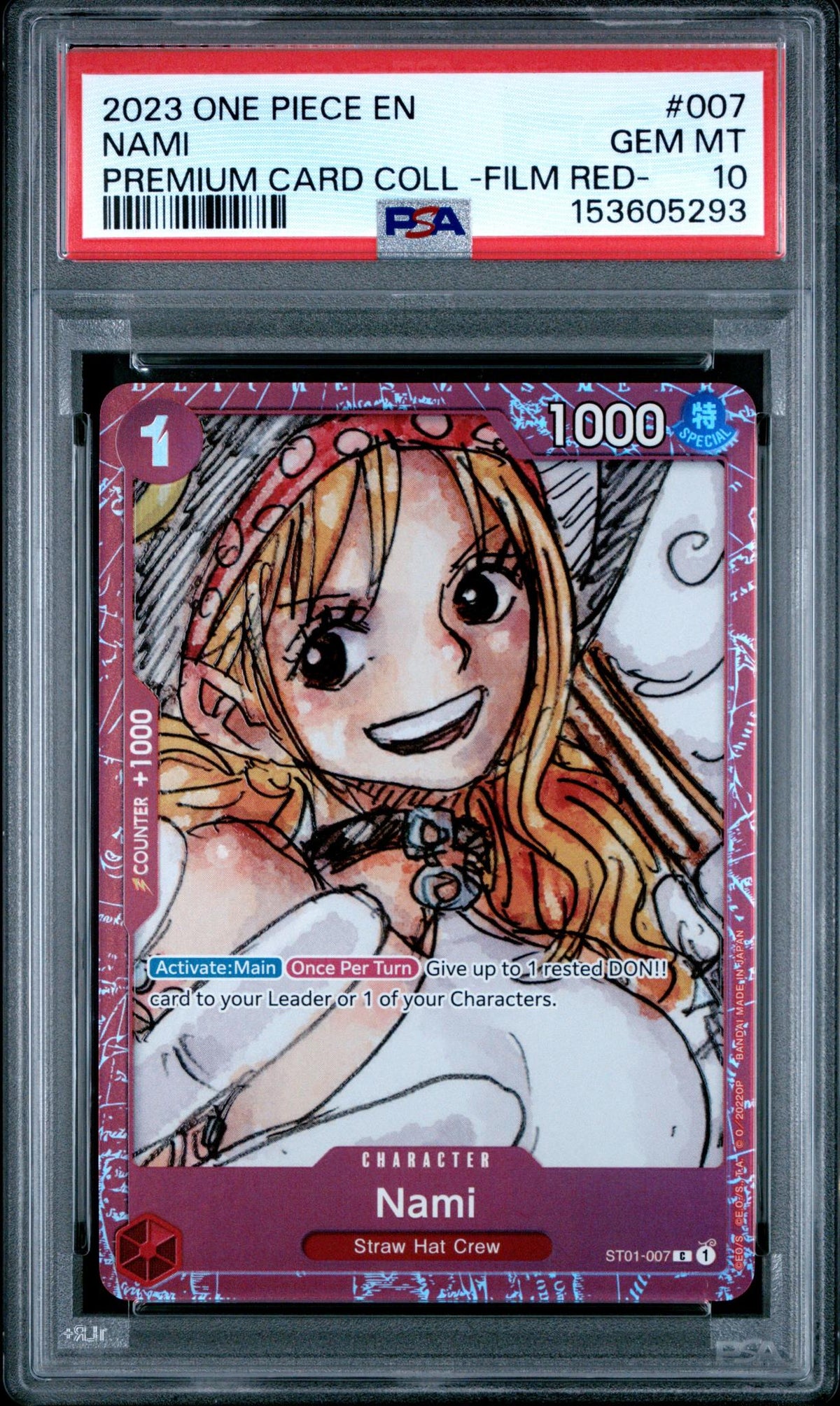 2023 One Piece Premium Card Collection Film Red Nami #St01-007 PSA 10