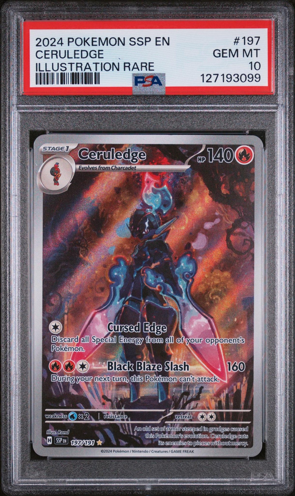 2024 Pokemon Scarlet And Violet Surging Sparks Illustration Rare Ceruledge #197 PSA 10