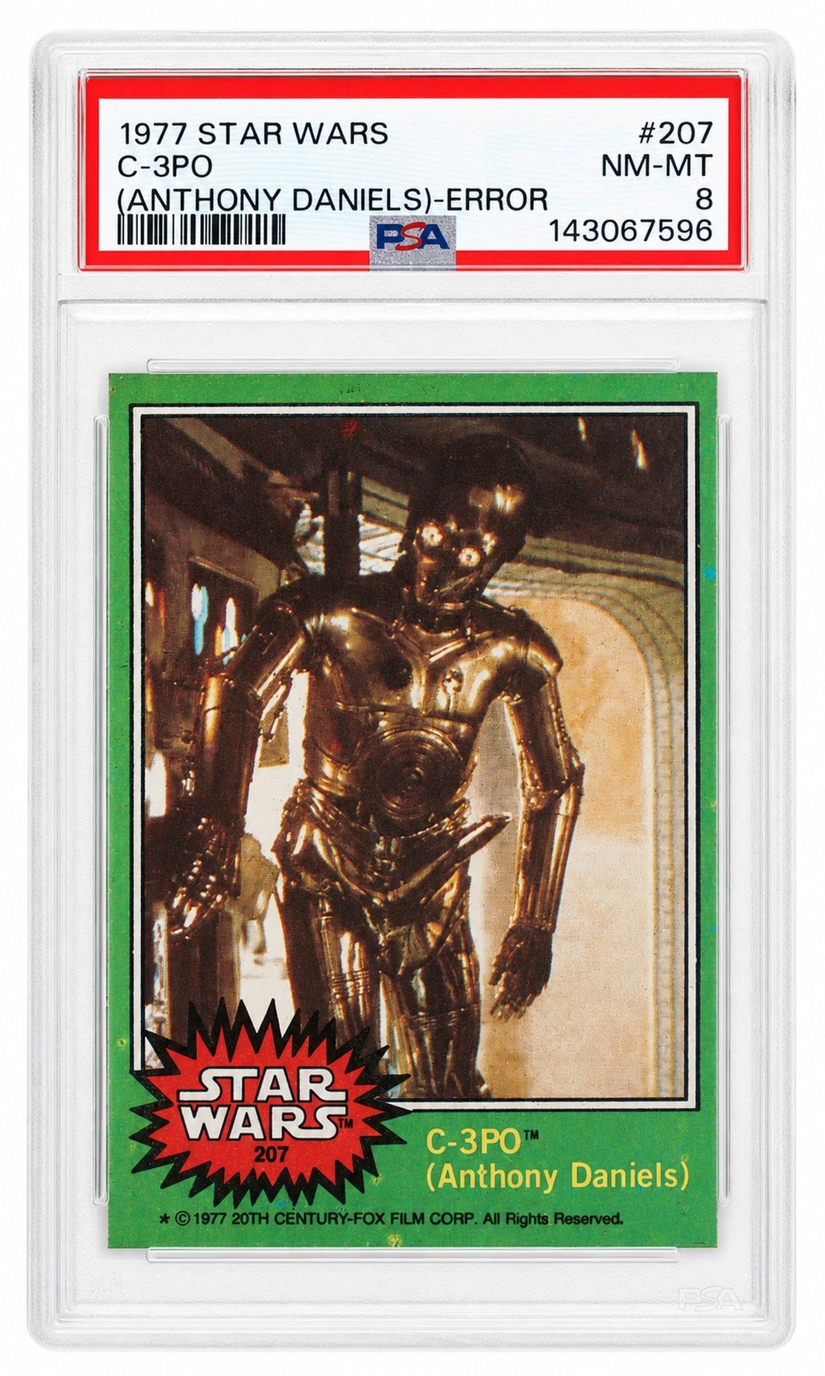 1977 Star Wars Anthony Daniels Error C-3Po #207A PSA 8