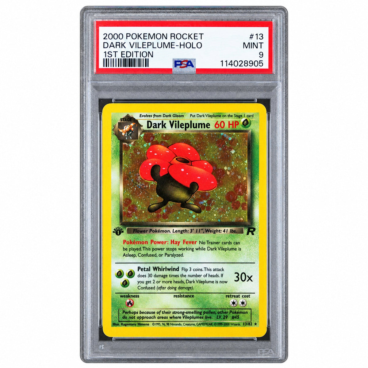2000 Team Rocket - 1St Edition English Holo Dark Vileplume #13 PSA 9