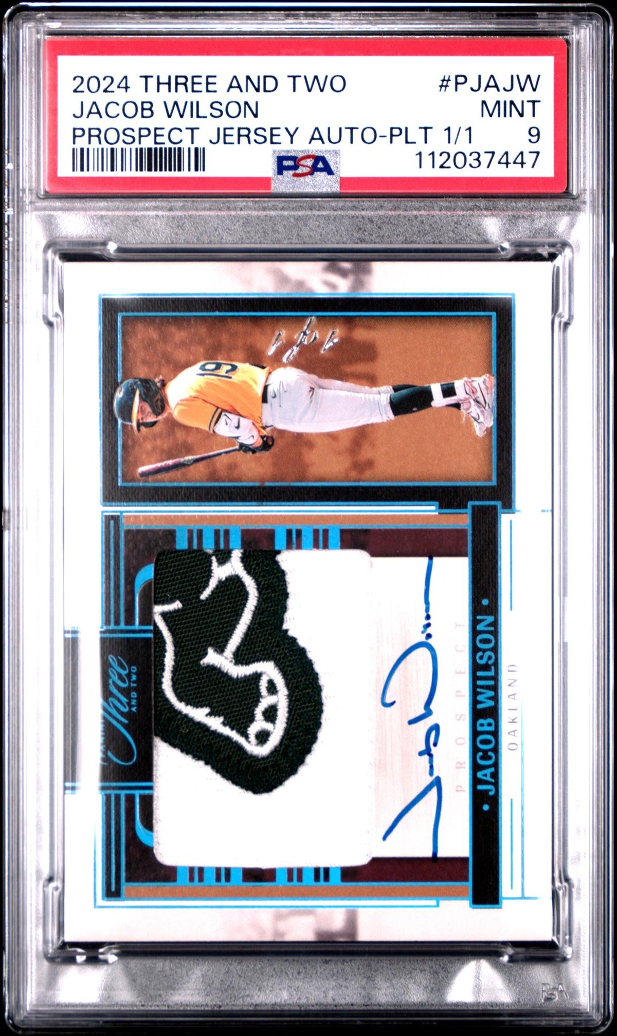 2024 Panini Three And Two Prospect Jersey Autographs Platinum Jacob Wilson #Pja-Jw /1 1/1 PSA 9