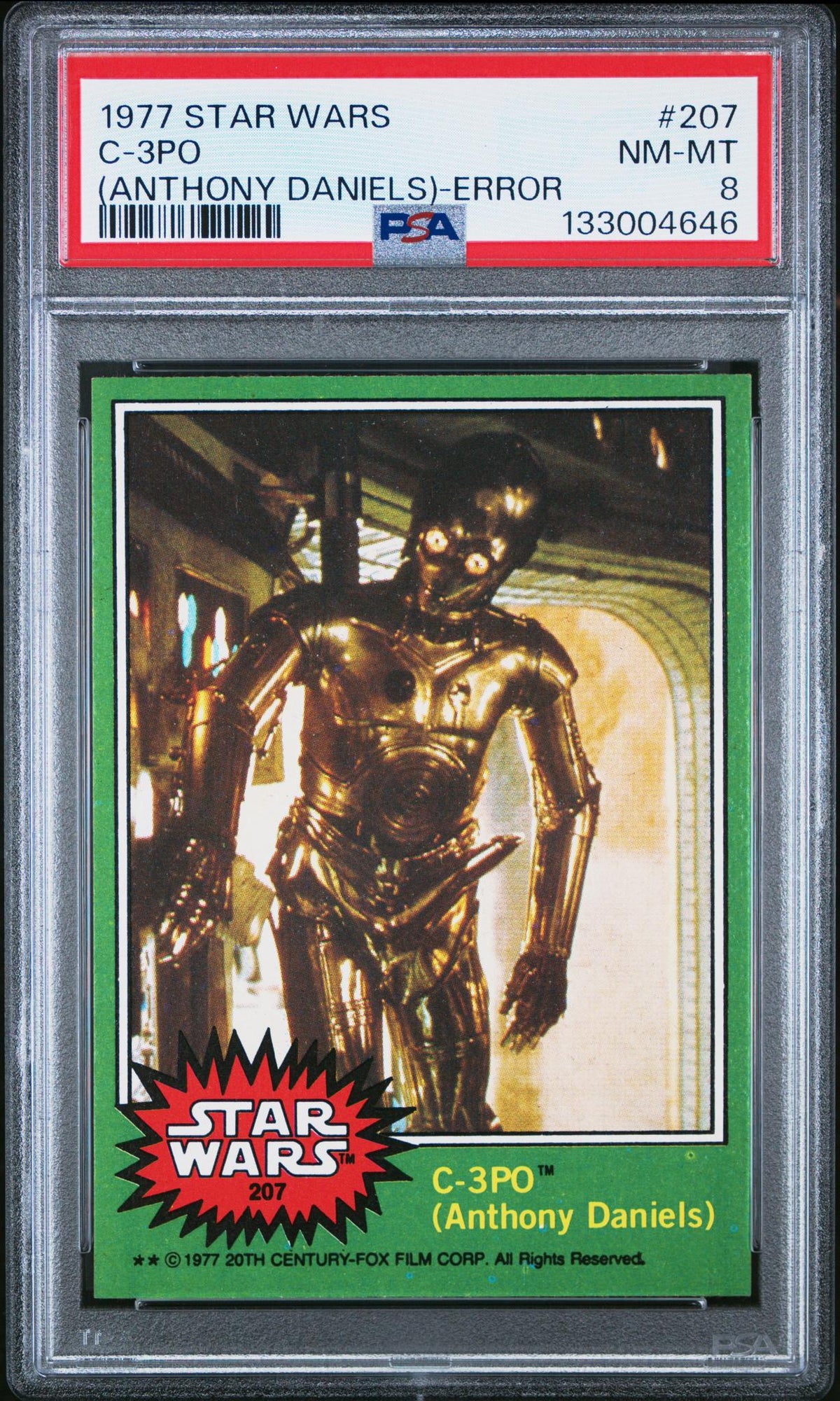 1977 Star Wars Anthony Daniels Error C-3Po #207A PSA 8