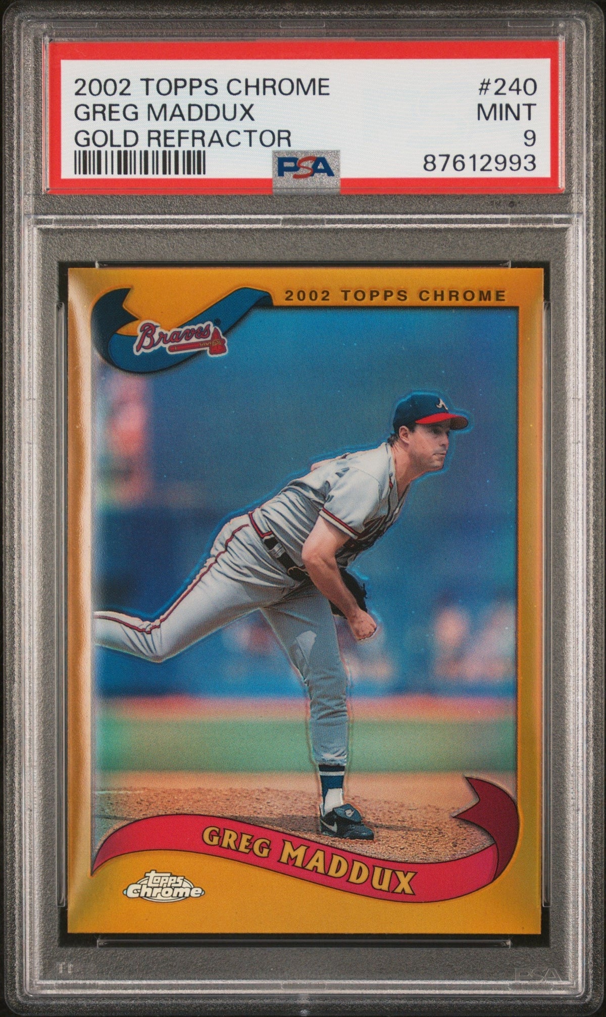 Pokémon Panini 2002 Topps Chrome Gold Refractor Greg Maddux #240 PSA 9