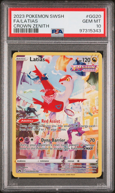 Pokémon Panini 2023 Pokemon Sword And Shield Crown Zenith Galarian Gallery Latias #Gg20 PSA 10